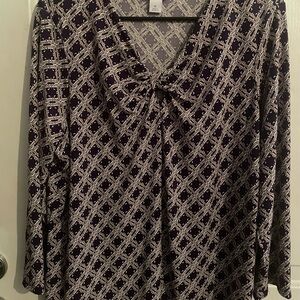 Liz Claiborne Purple and White Patterned Blouse